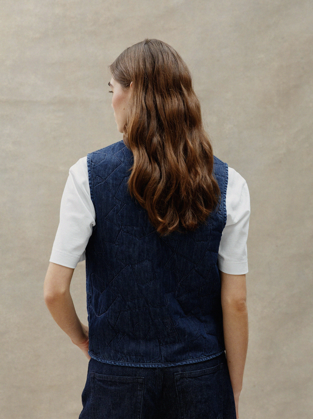 Veste matelassée unisexe TRAIT FLEURI denim