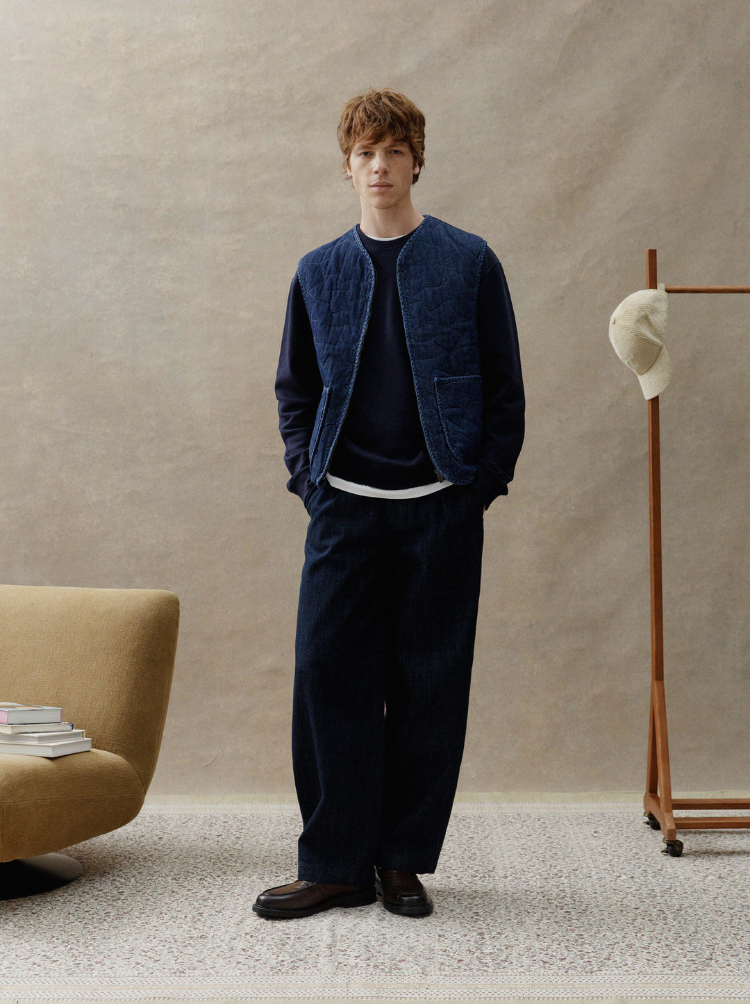 Veste matelassée unisexe TRAIT FLEURI denim
