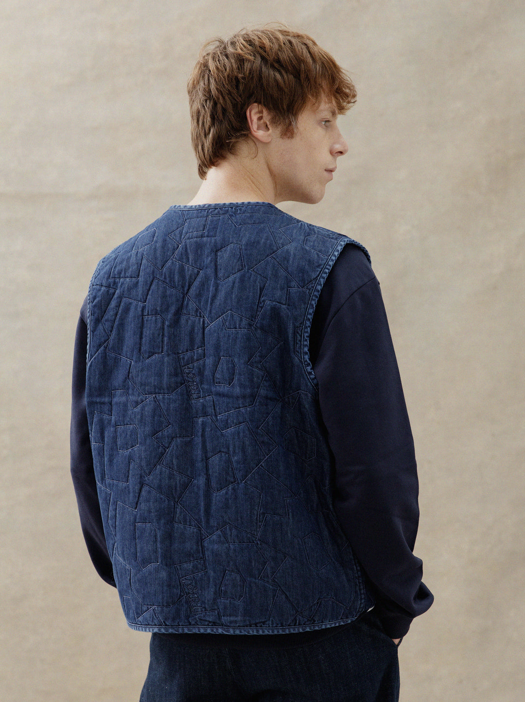 Veste matelassée unisexe TRAIT FLEURI denim