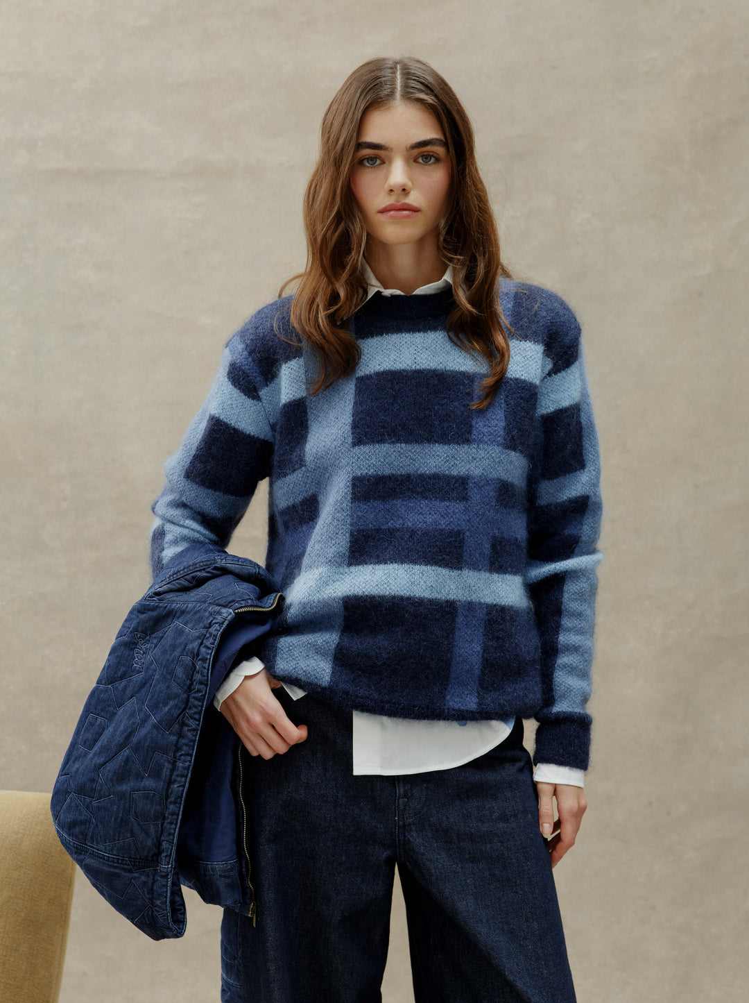 Pull unisexe mohair NUANCIER bleu