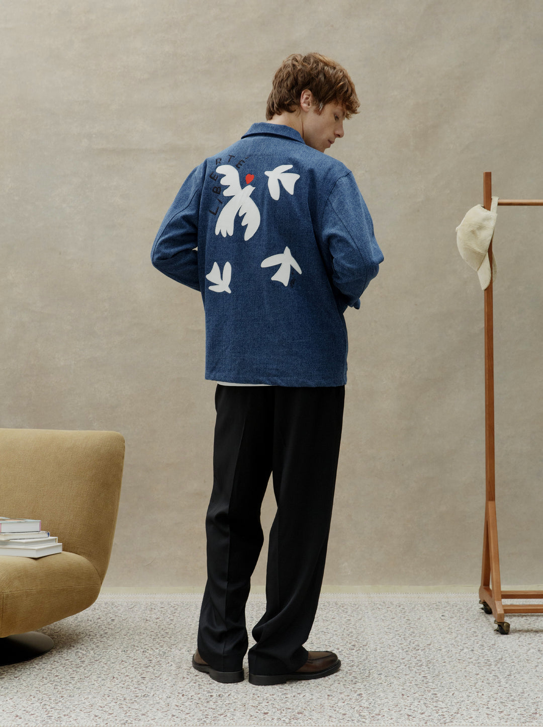 Veste brodée unisexe LIBERTÉ denim