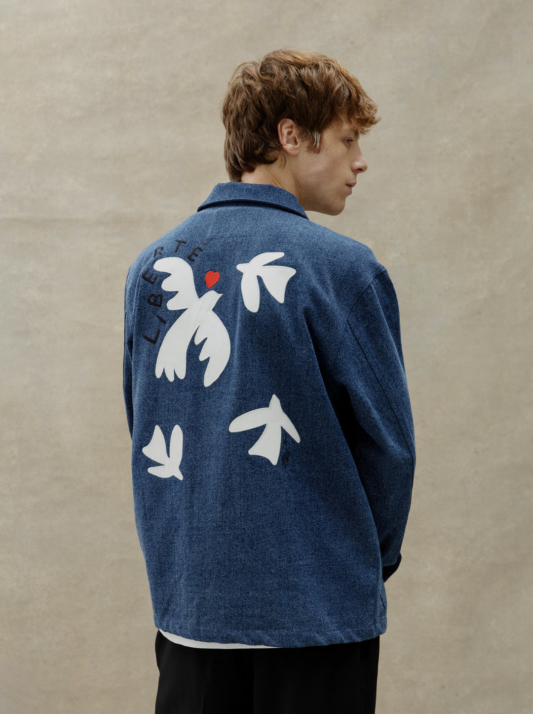 Veste brodée unisexe LIBERTÉ denim