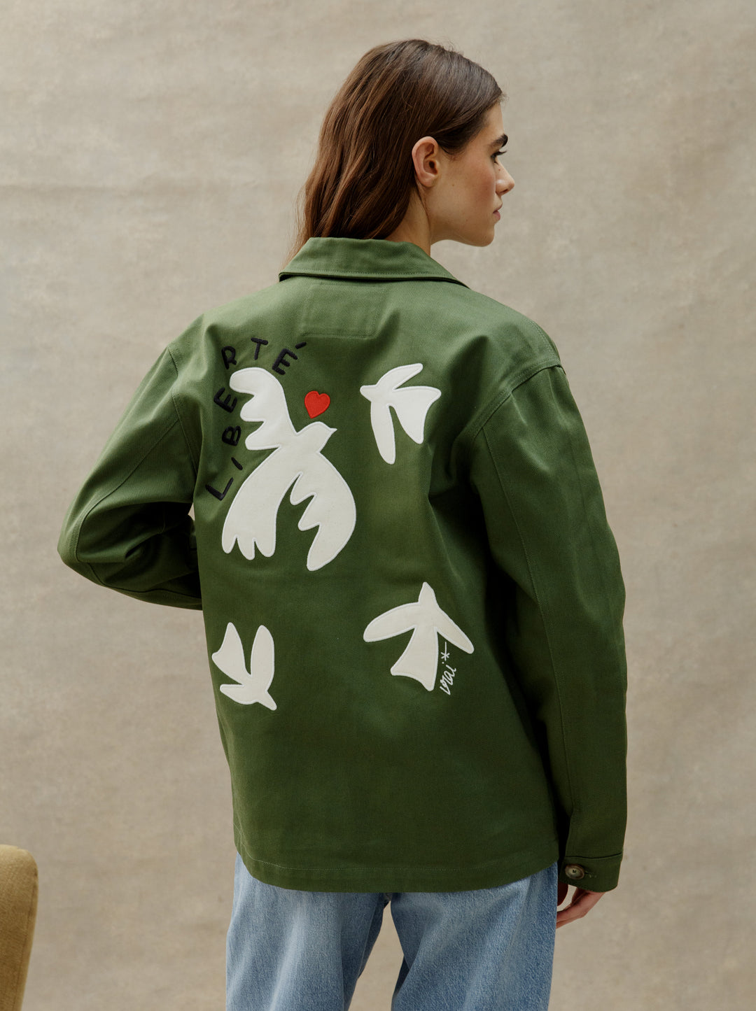 Veste brodée unisexe PEINTRE olive