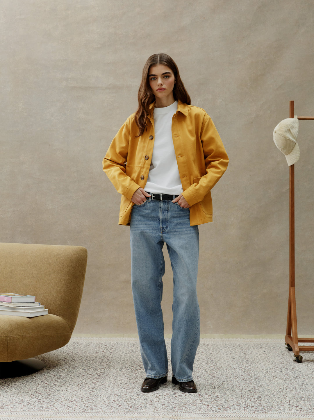 Veste brodée unisexe LIBERTÉ terre jaune