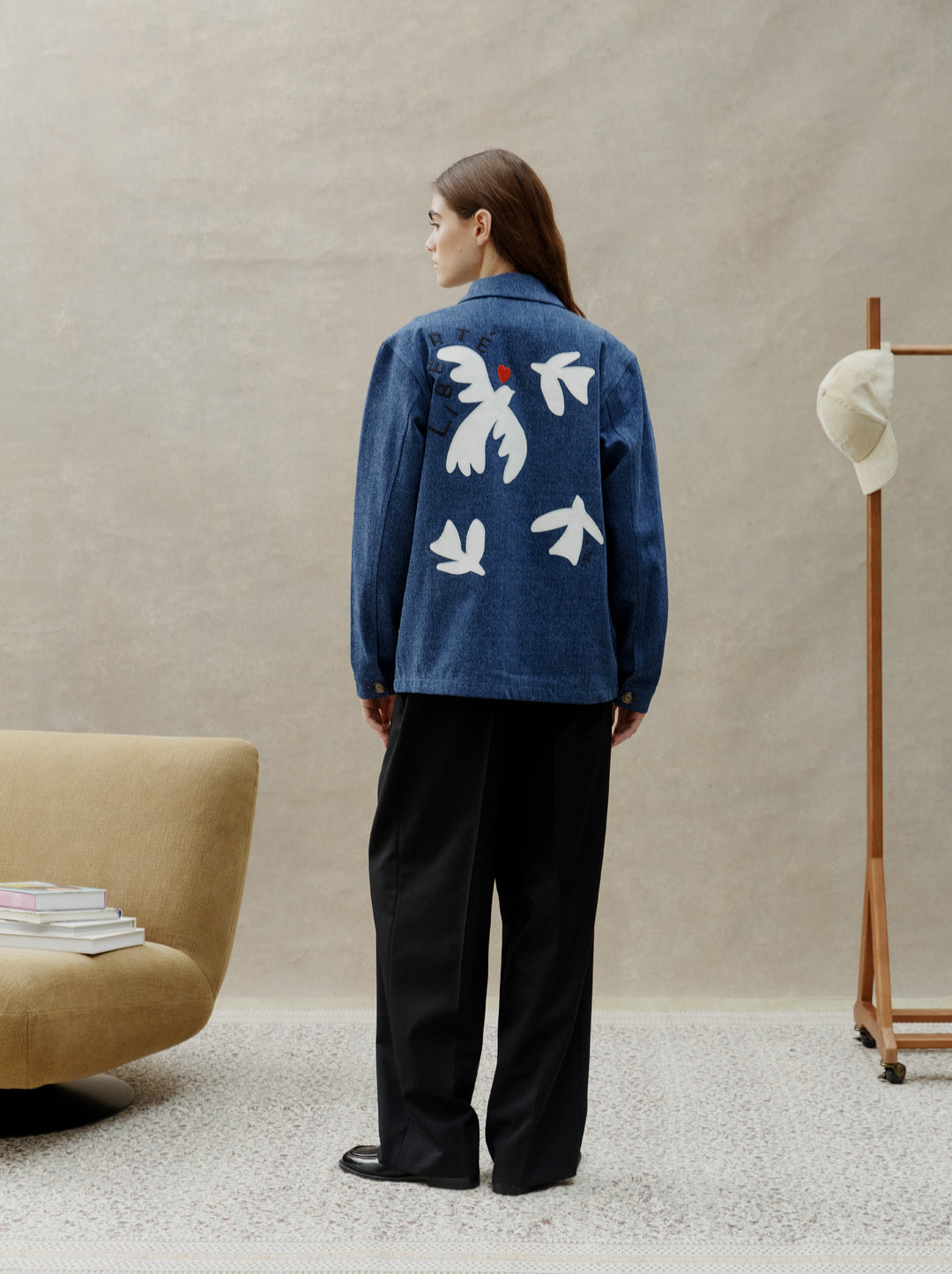Veste brodée unisexe LIBERTÉ denim
