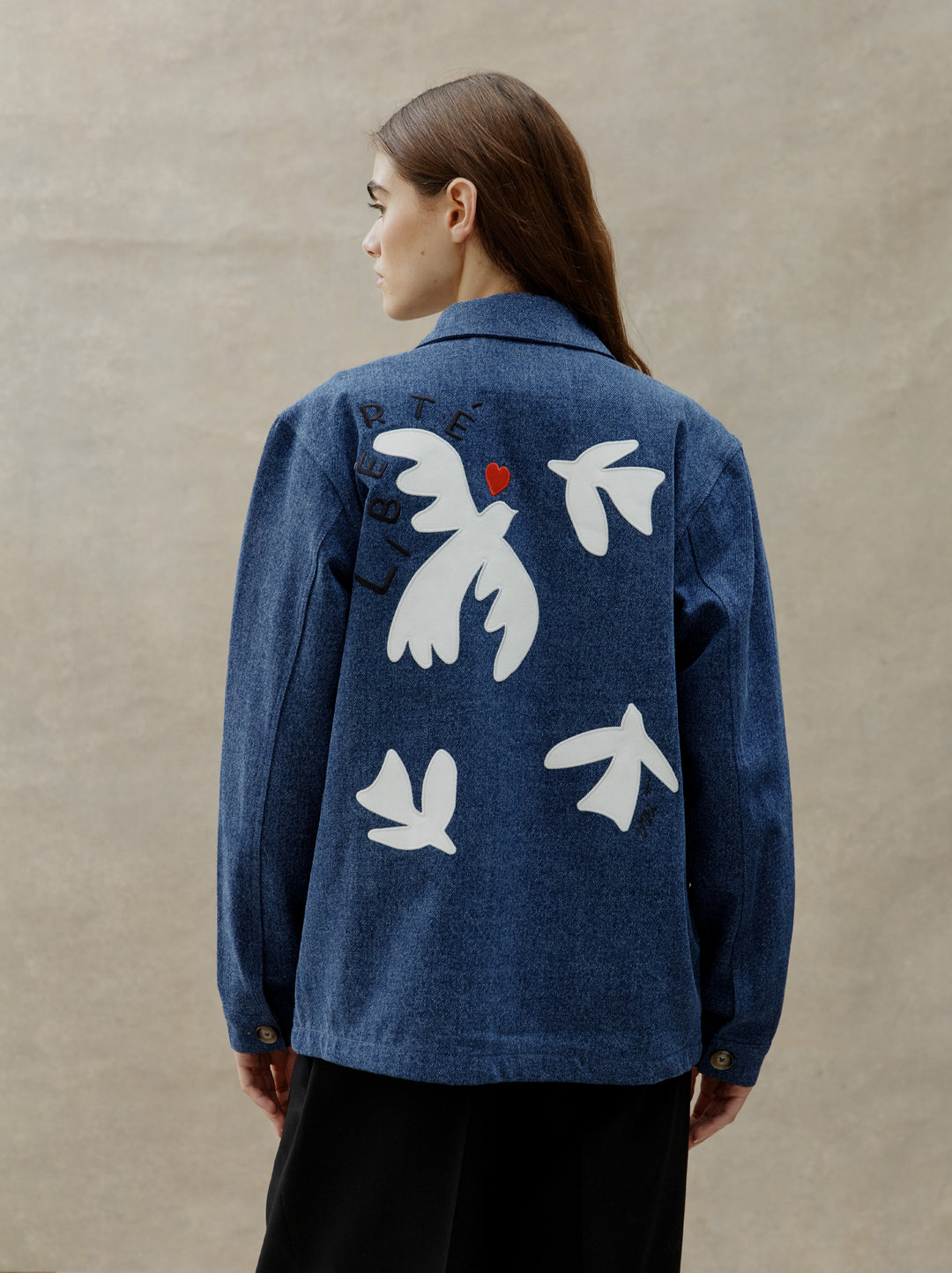 Veste brodée unisexe LIBERTÉ denim