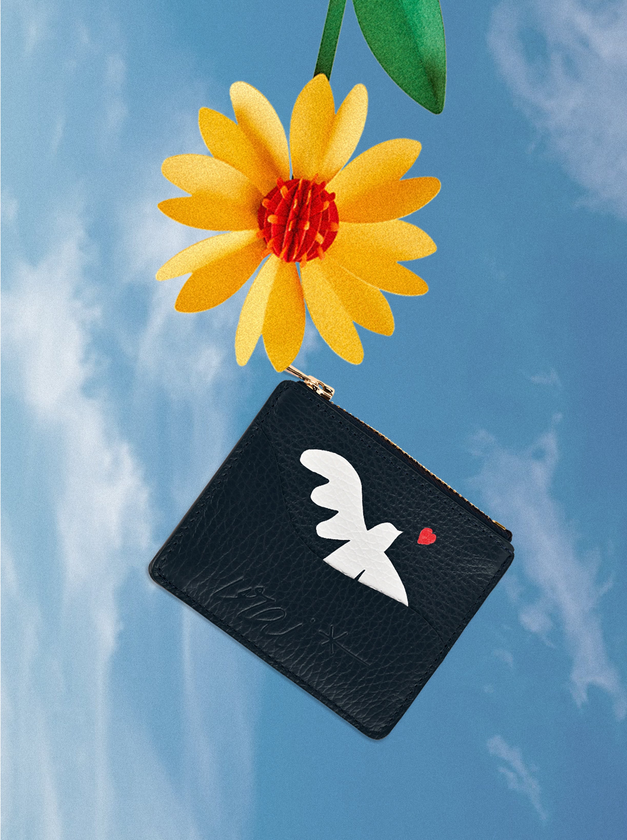 PORTE-CARTES CUIR BLEUS VRAI VIANNEY