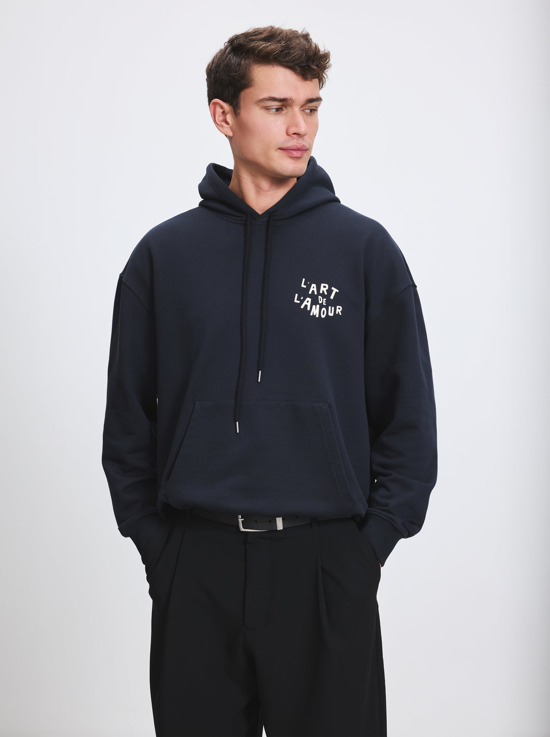 Sweat capuche unisexe L'AMOUR DE L'ART noir fusain