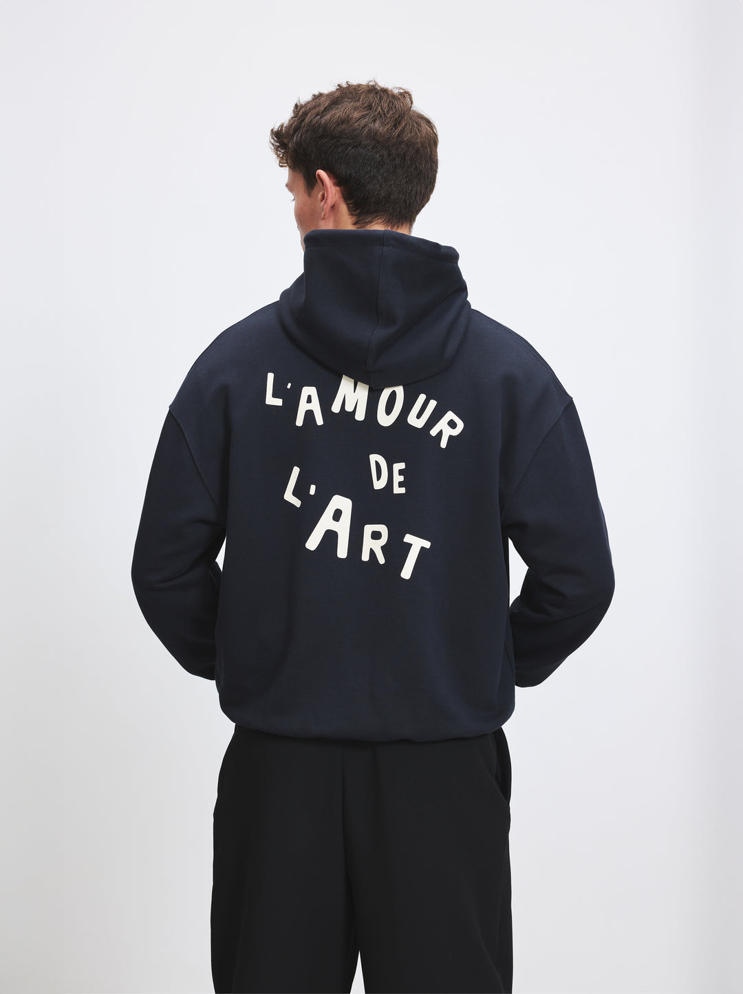 Sweat capuche unisexe L'AMOUR DE L'ART noir fusain