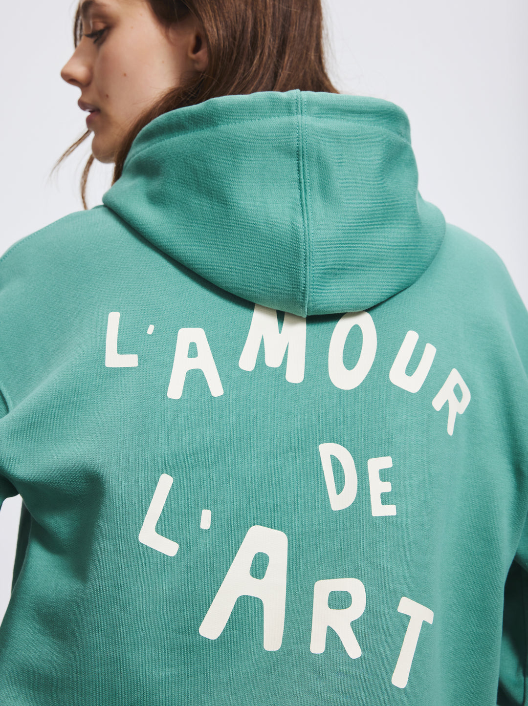 Sweat capuche unisexe L'AMOUR DE L'ART vert givré