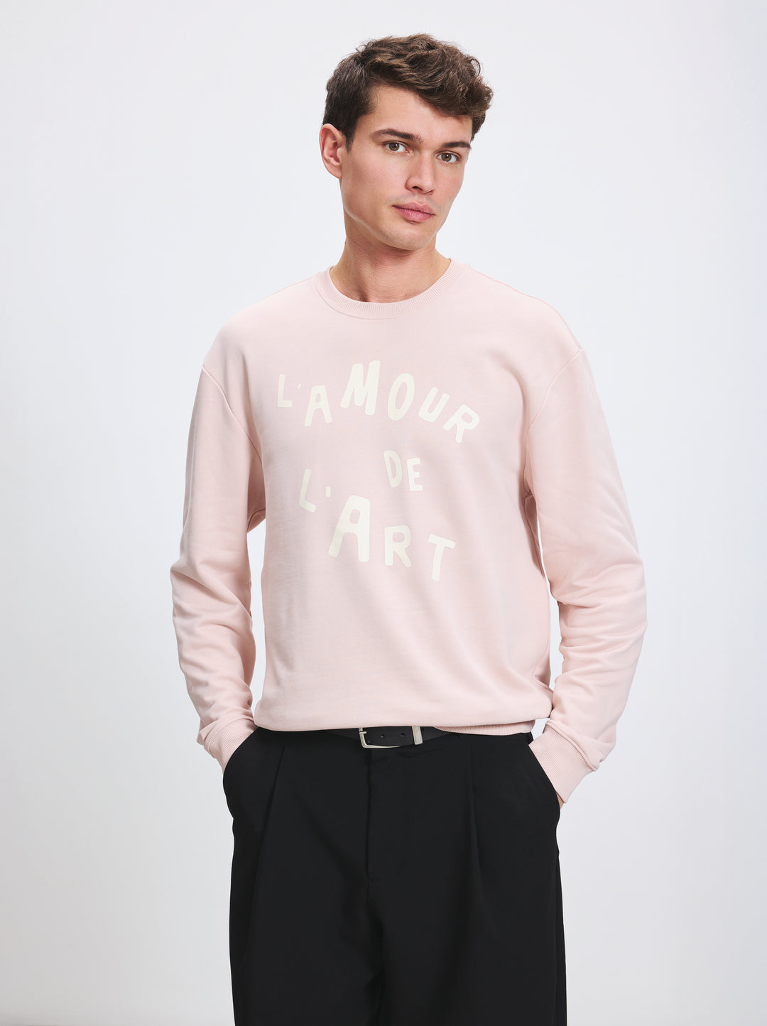 Sweat unisexe L'AMOUR DE L'ART rose glacé