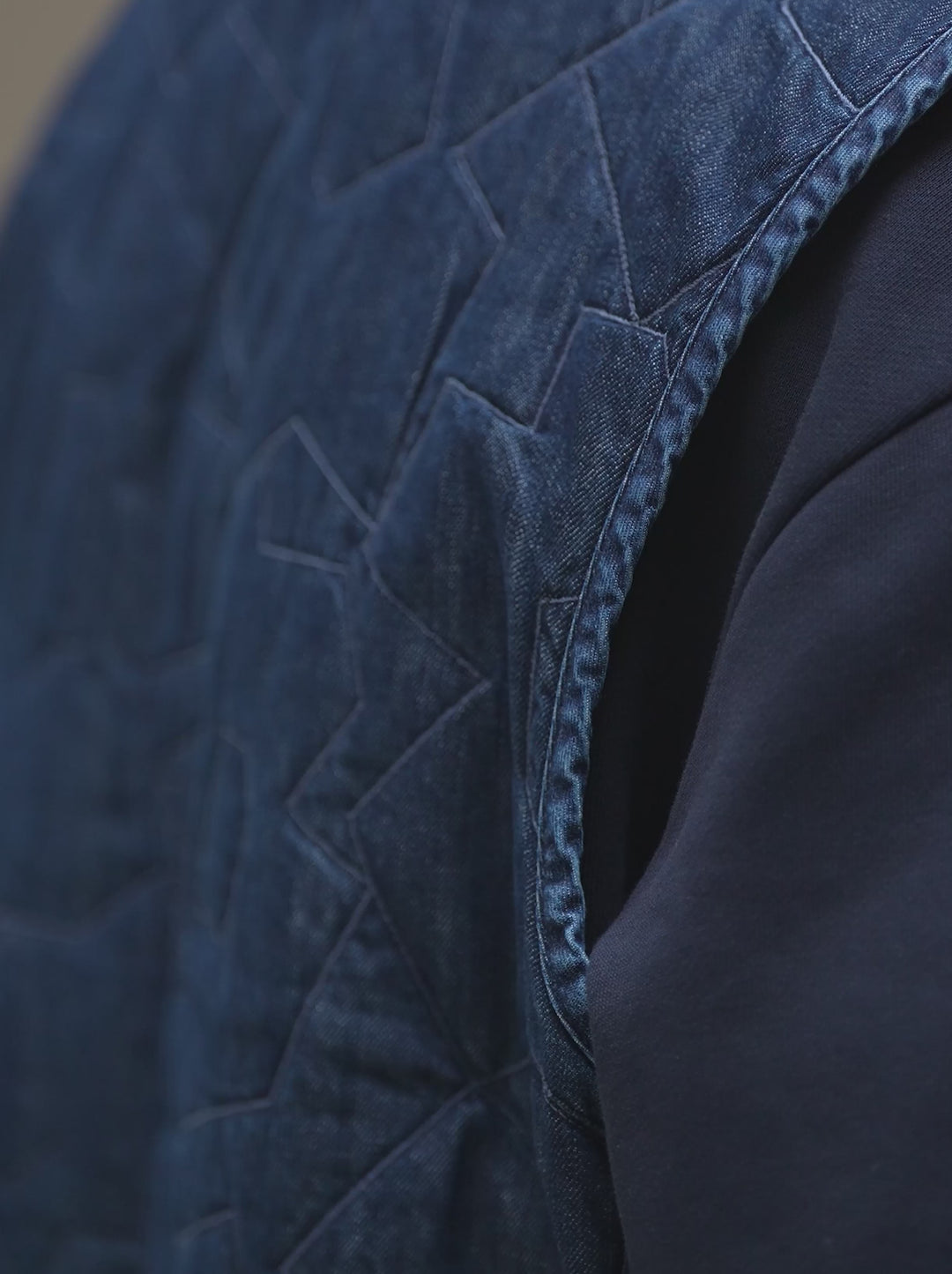 Veste matelassée unisexe TRAIT FLEURI denim