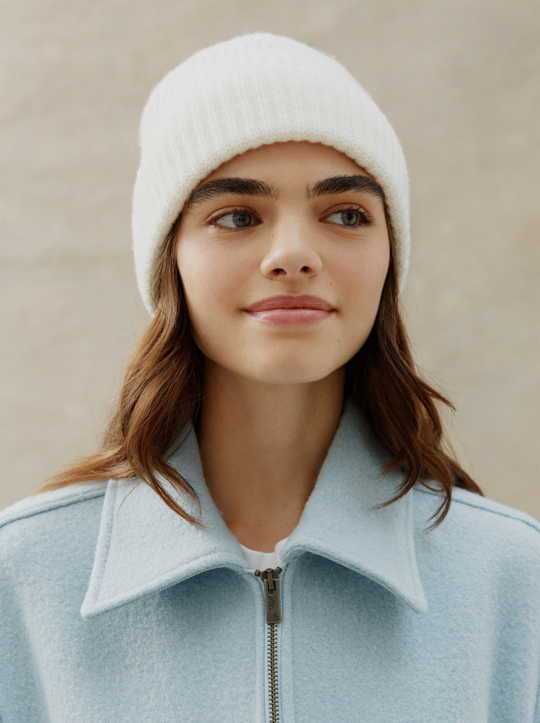 Bonnet LAINE TRICOTÉ blanc craie