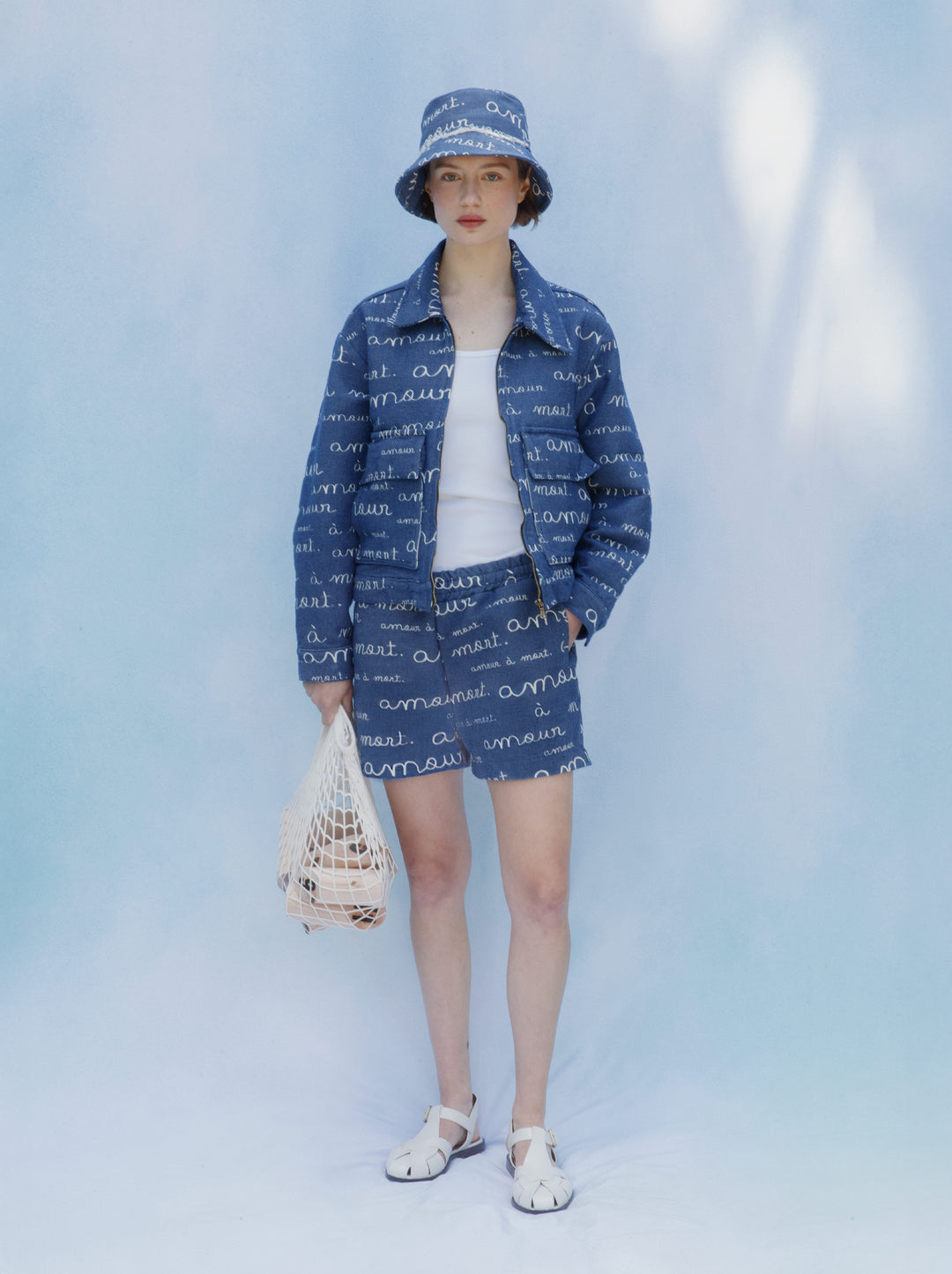 Veste unisexe AMOUR jacquard denim