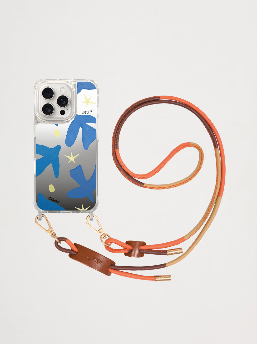 Cordon cuir orange/marron