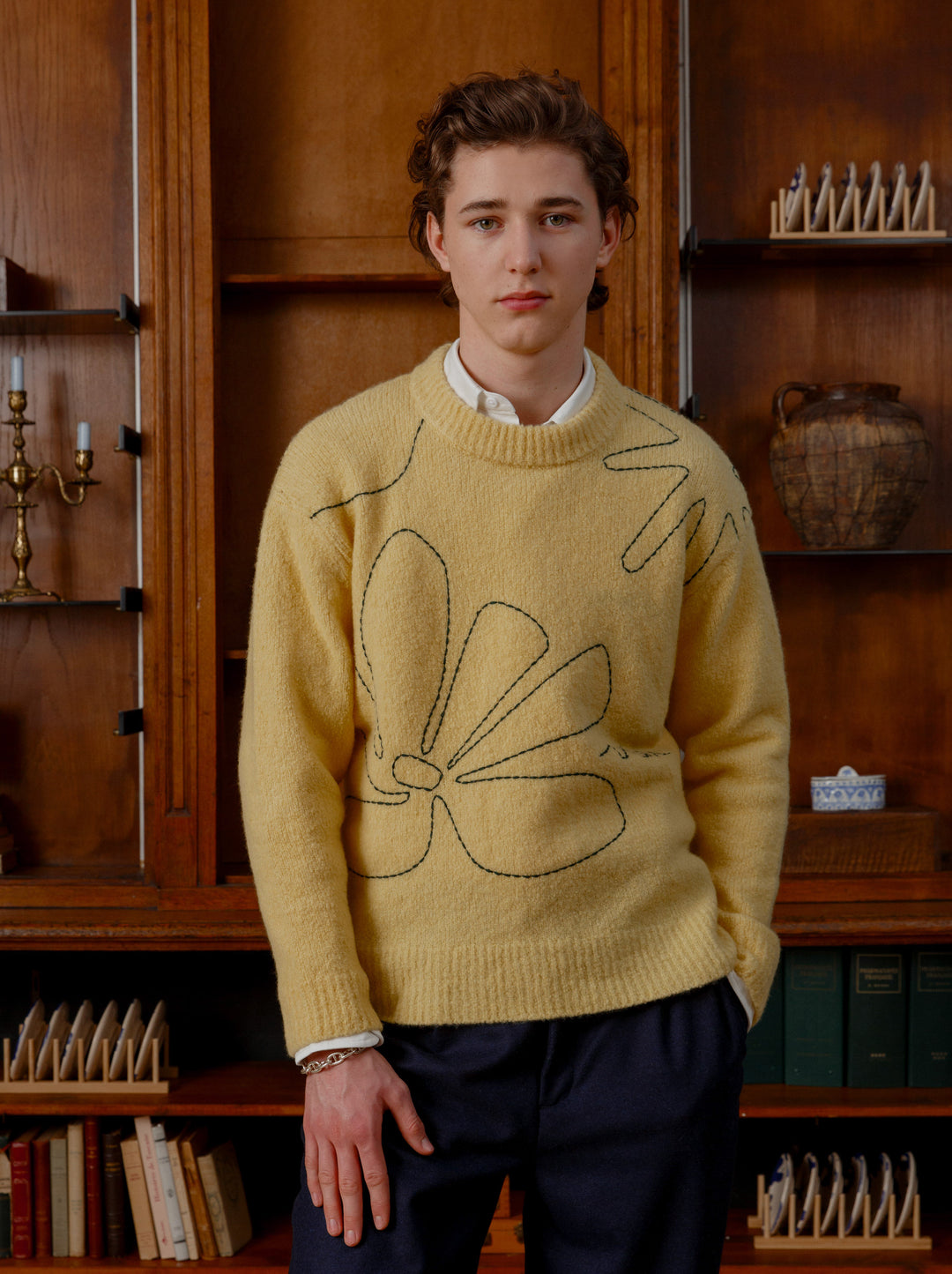 Pull unisexe col rond CROQUIS jaune
