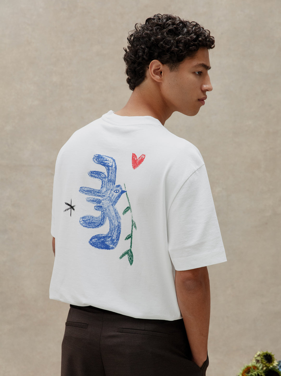T-shirt unisexe L'OISEAU ET LA FLEUR blanc