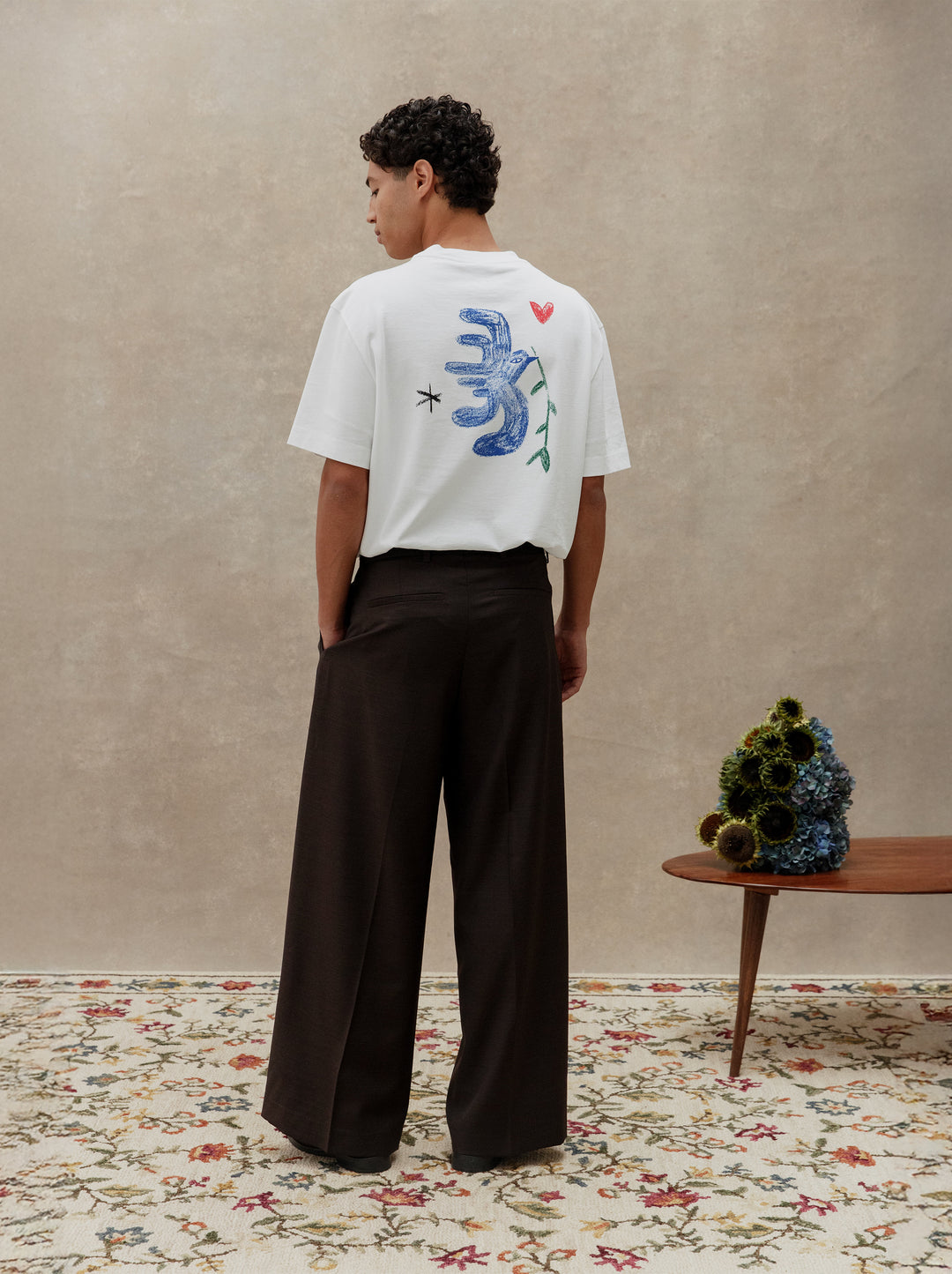 T-shirt unisexe L'OISEAU ET LA FLEUR blanc