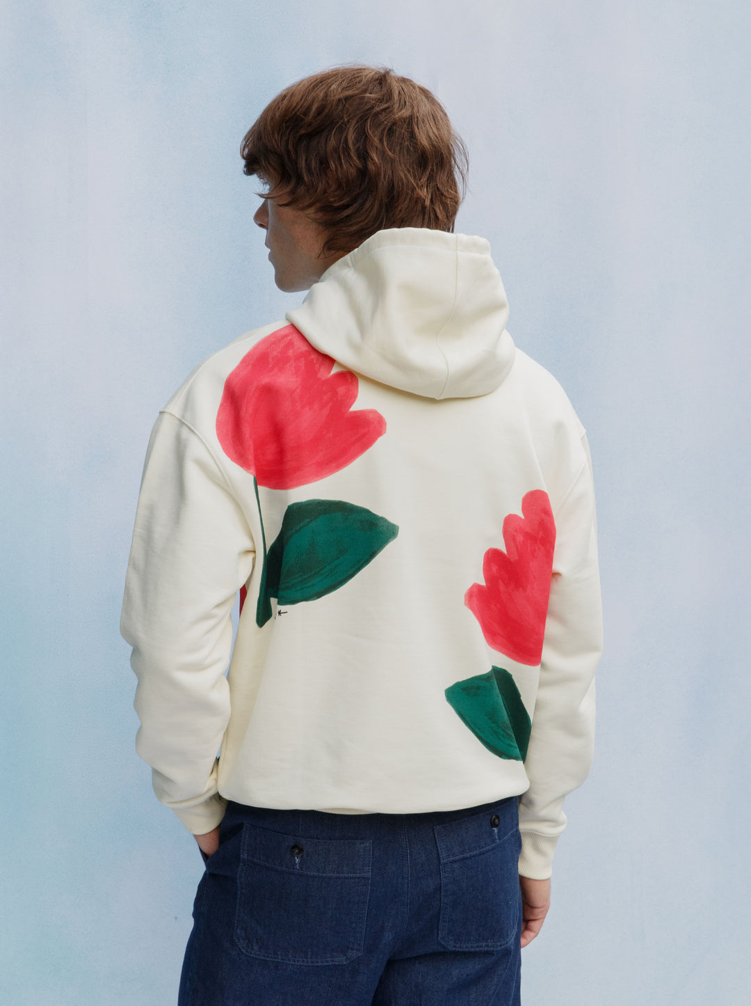 Sweat capuche unisexe FLEURI écru