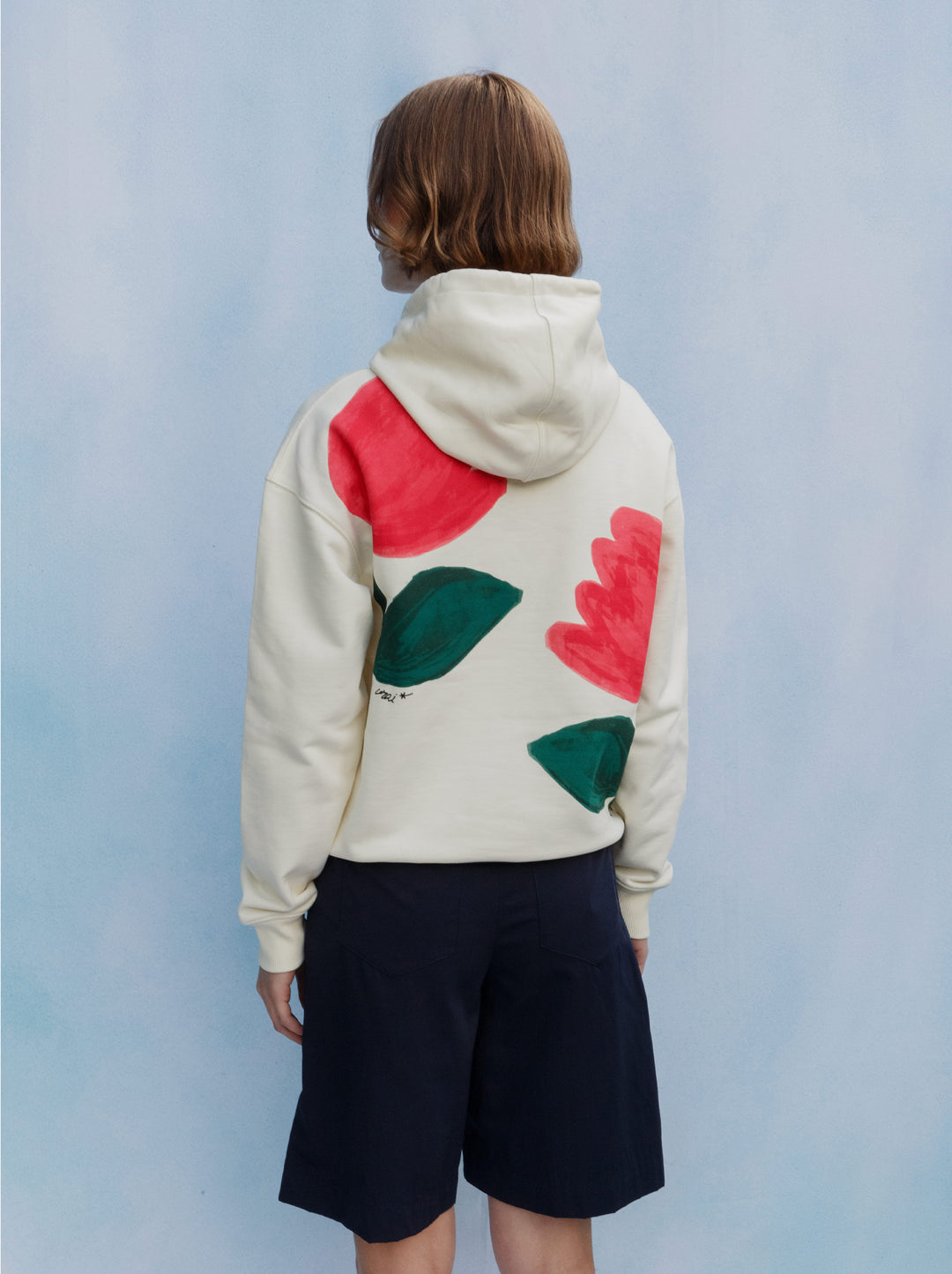 Sweat capuche unisexe FLEURI écru