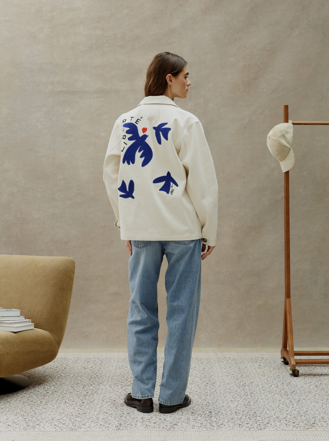 Veste brodée unisexe PEINTRE écru