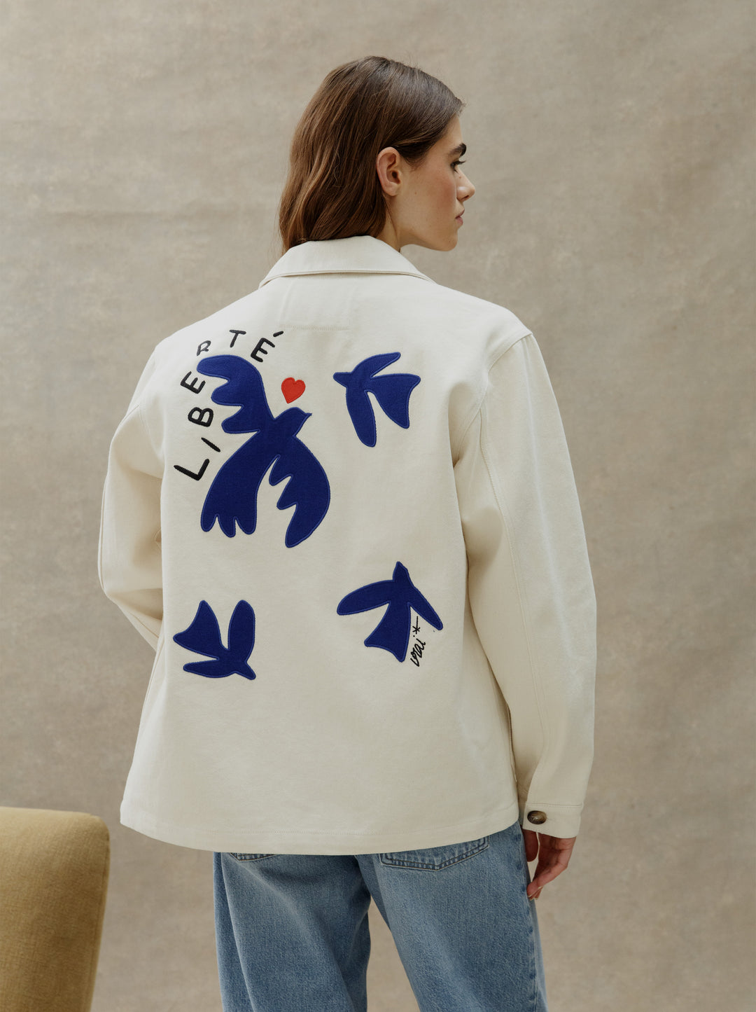 Veste brodée unisexe PEINTRE écru