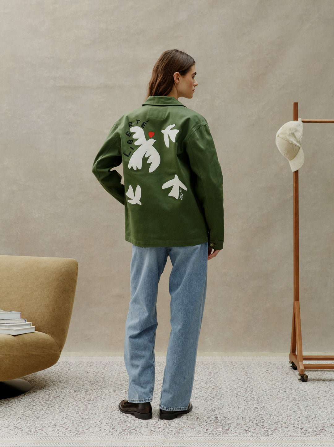 Veste brodée unisexe PEINTRE olive
