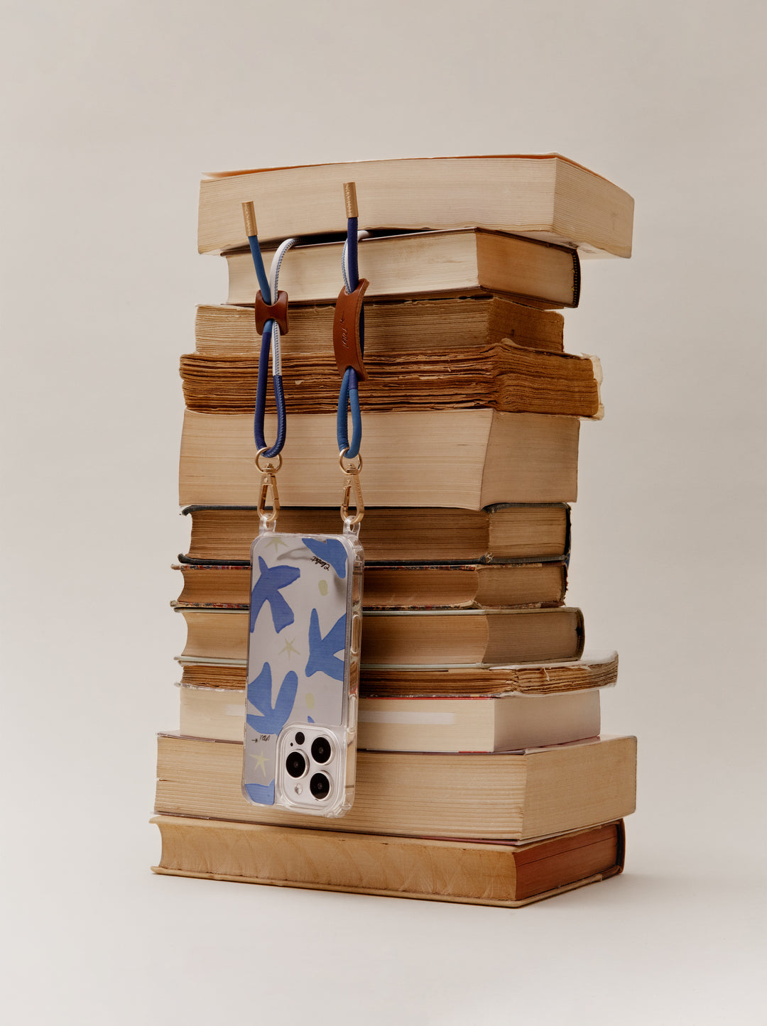 Cordon cuir bleu/blanc