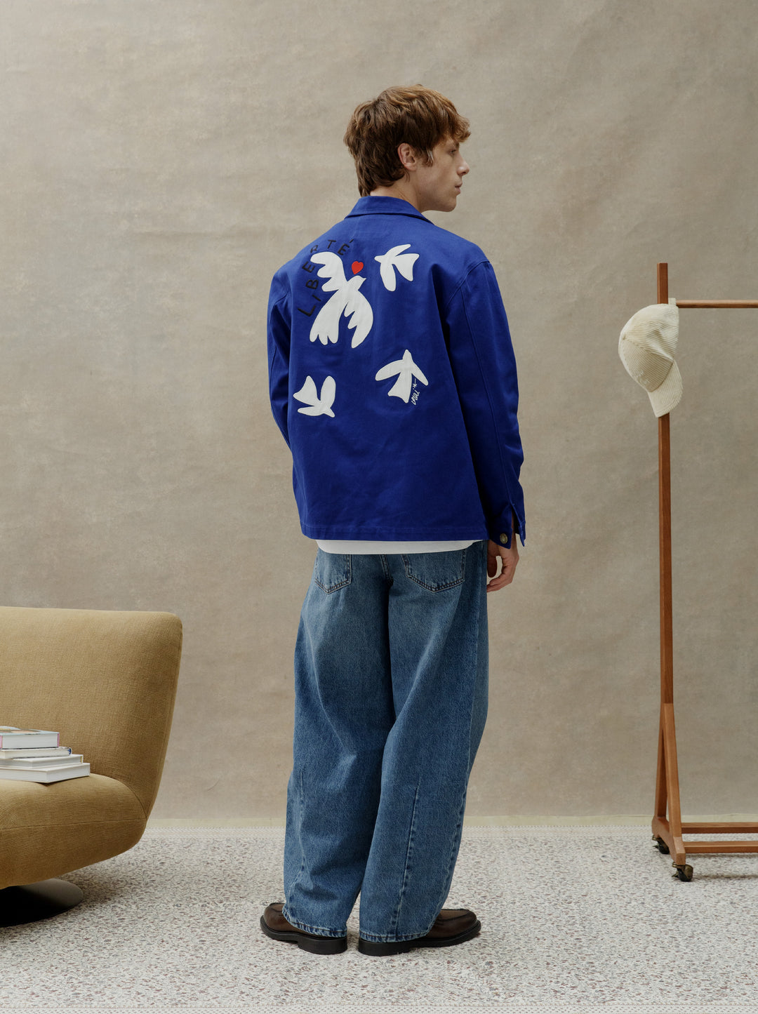 Veste brodée unisexe LIBERTÉ bleu outremer