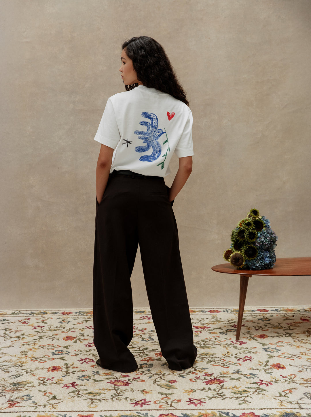 T-shirt unisexe L'OISEAU ET LA FLEUR blanc