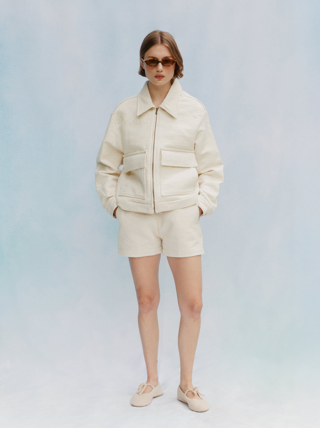 Veste unisexe AMOUR jacquard écru