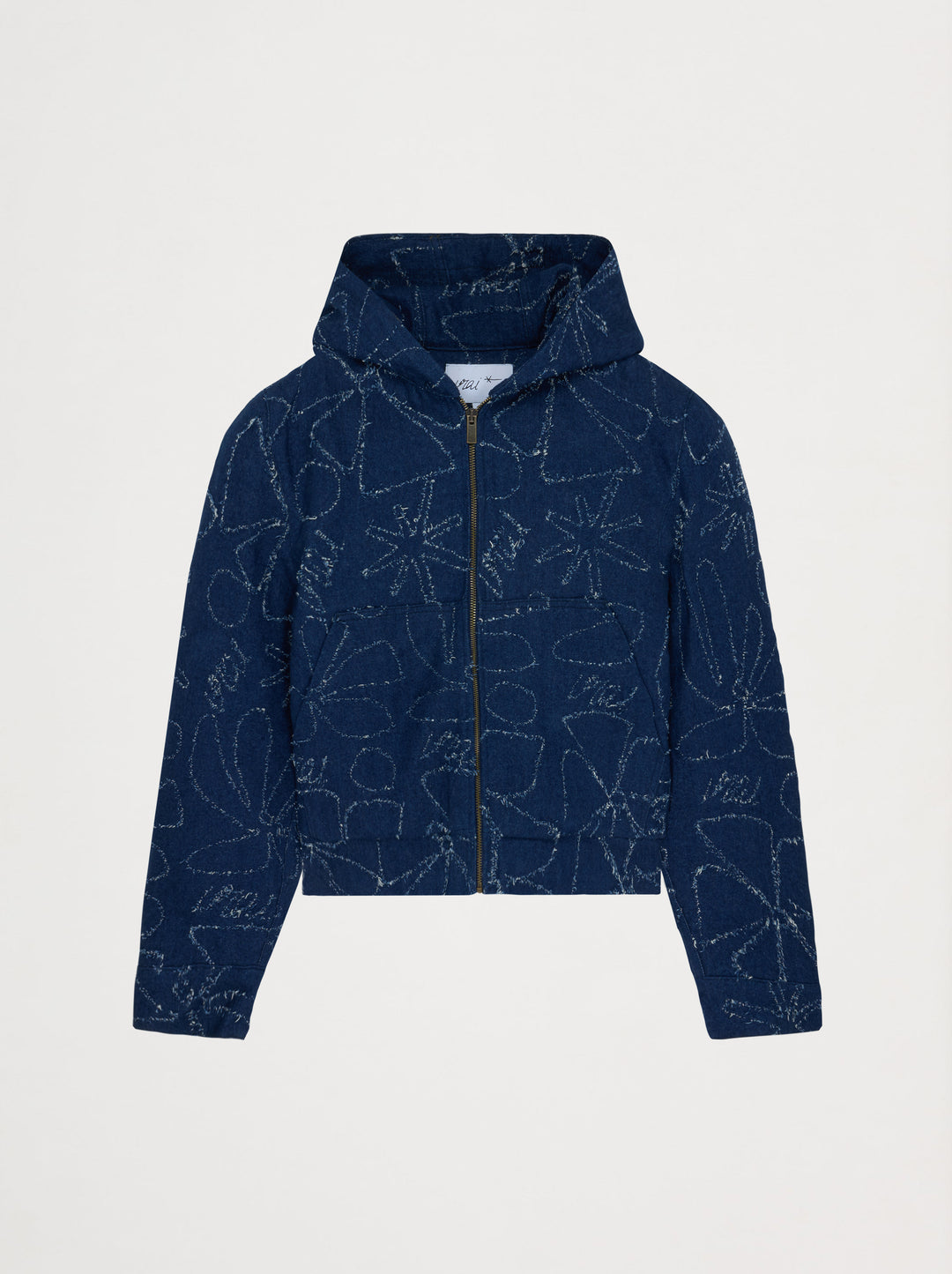 Blouson à capuche unisexe FLEURS D'HIVER denim aiguilleté