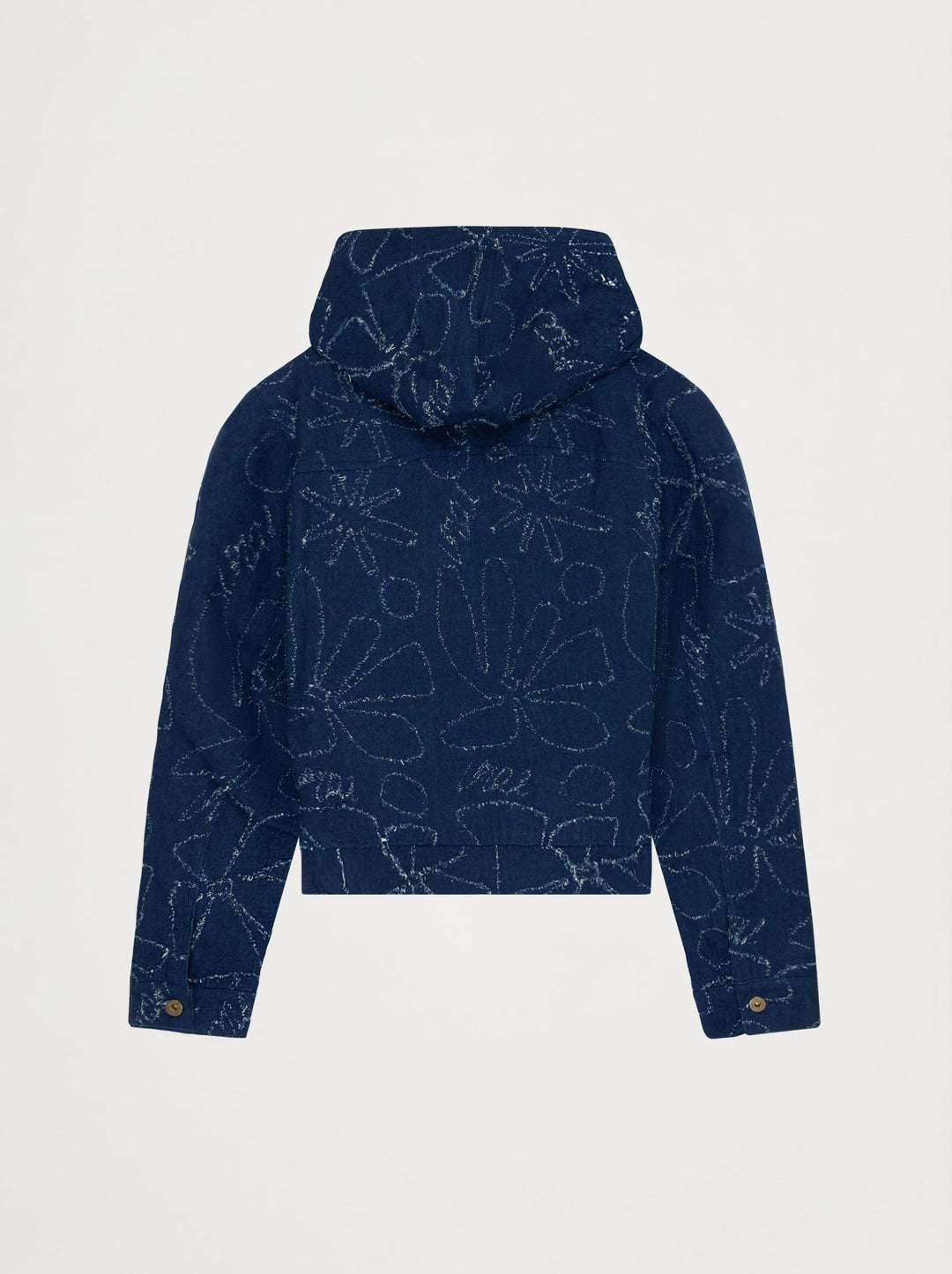 Blouson à capuche unisexe FLEURS D'HIVER denim aiguilleté