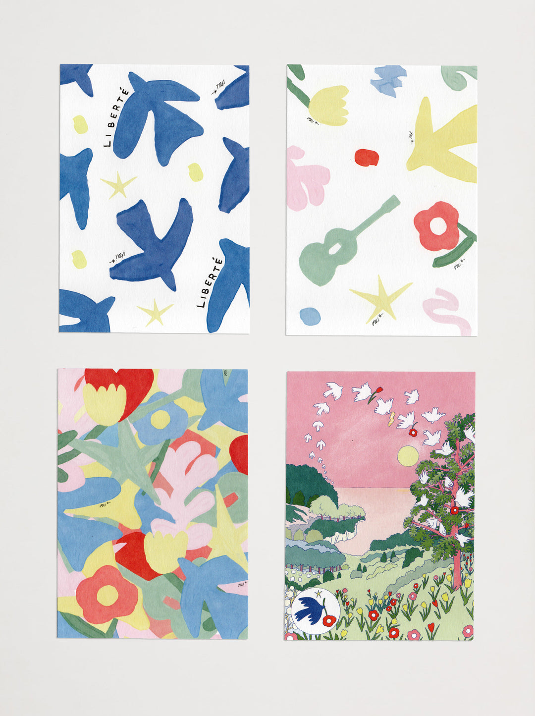 Collection de 4 cartes postales