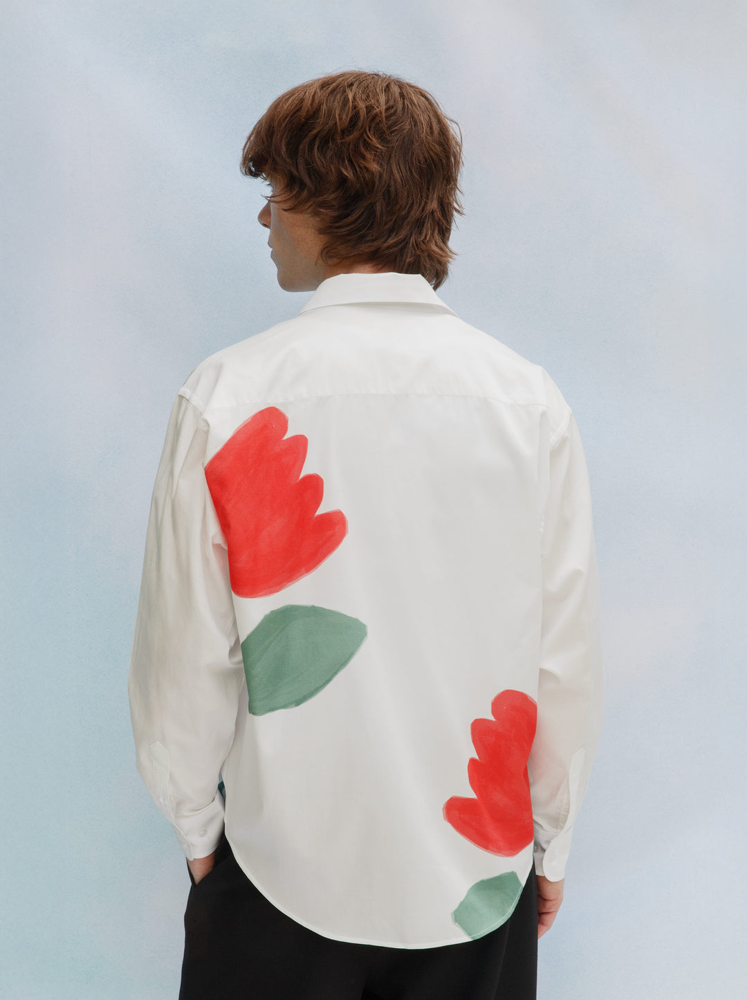 Chemise unisexe FLEURI blanc