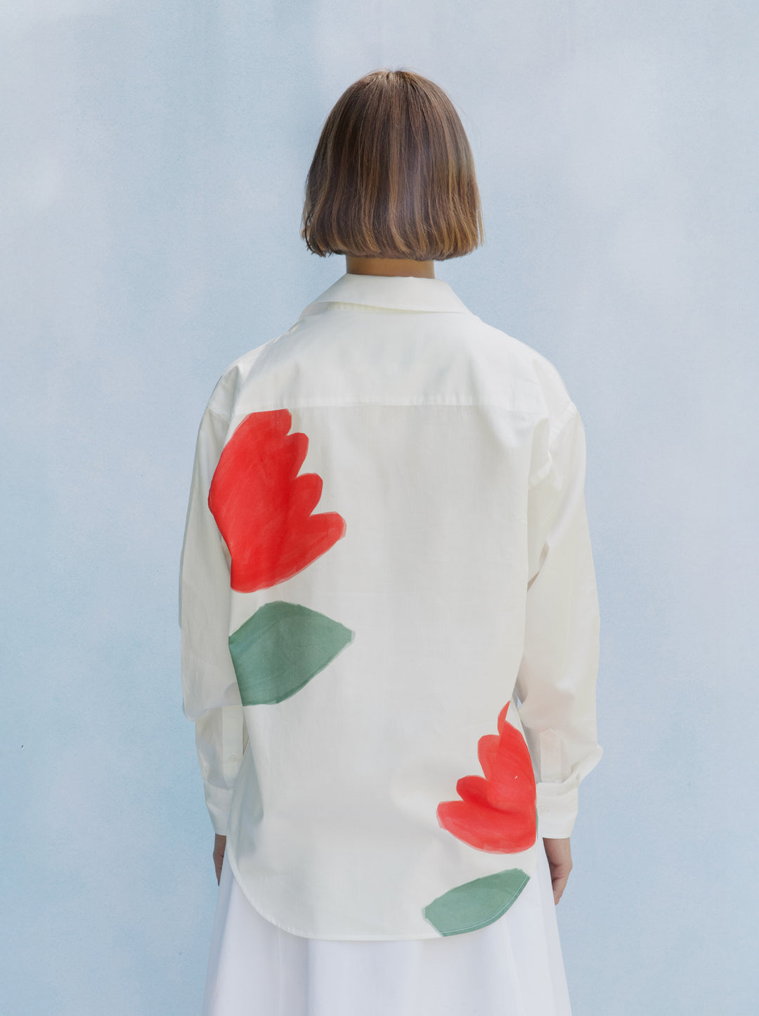 Chemise unisexe FLEURI blanc