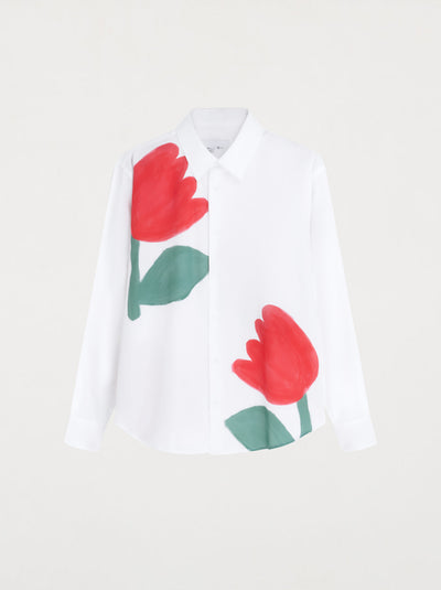 Chemise unisexe FLEURI blanc