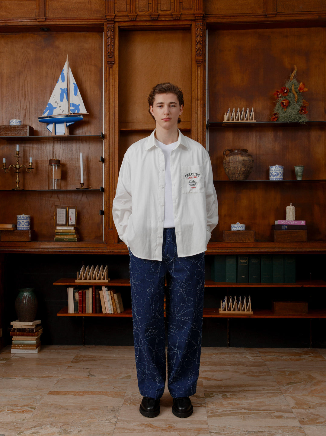 Chemise unisexe EMBLÊME blanc