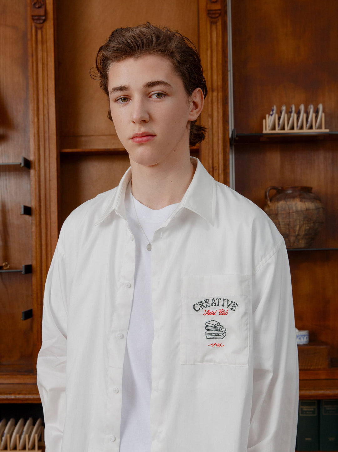 Chemise unisexe EMBLÊME blanc