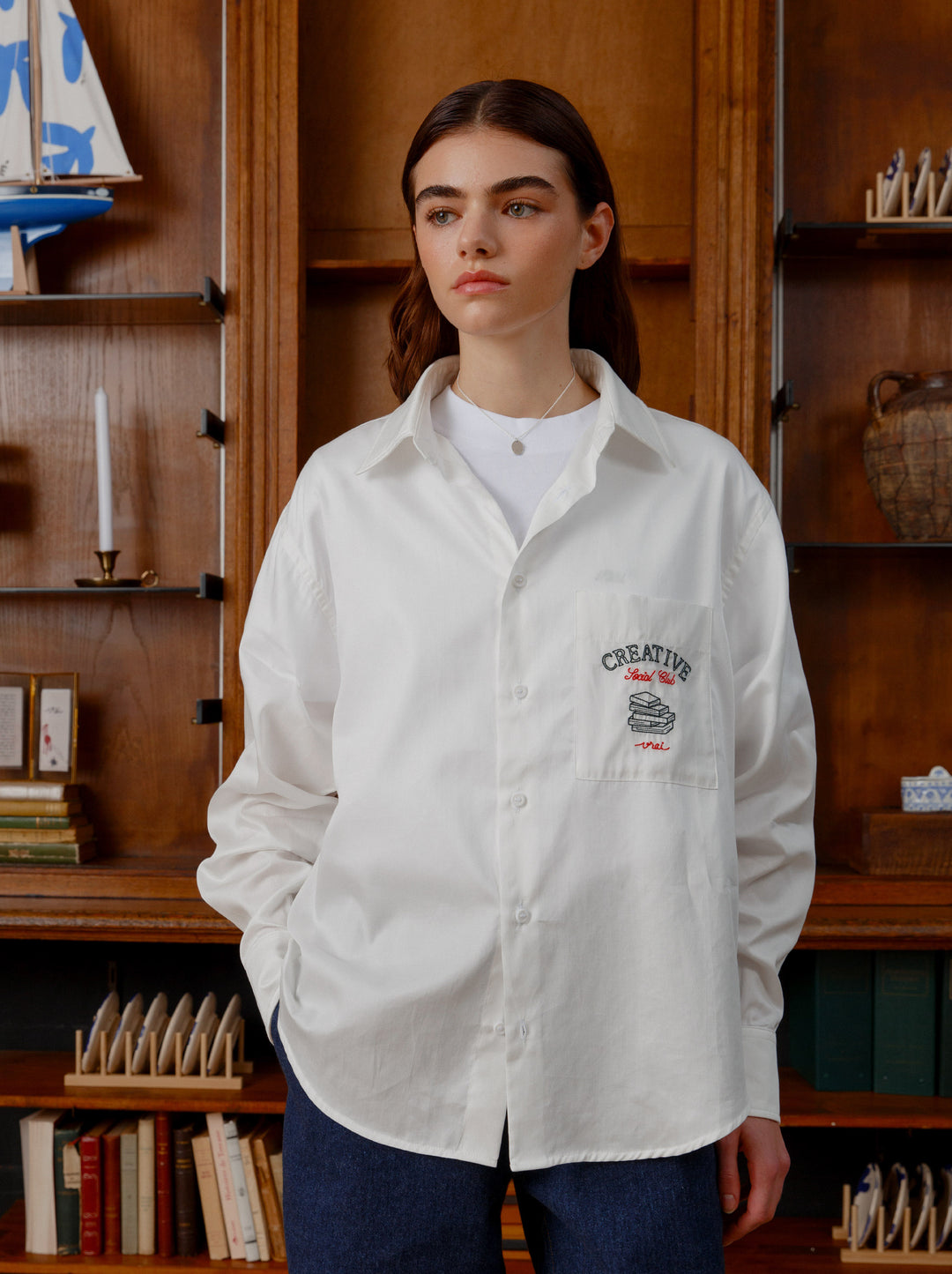 Chemise unisexe EMBLÊME blanc