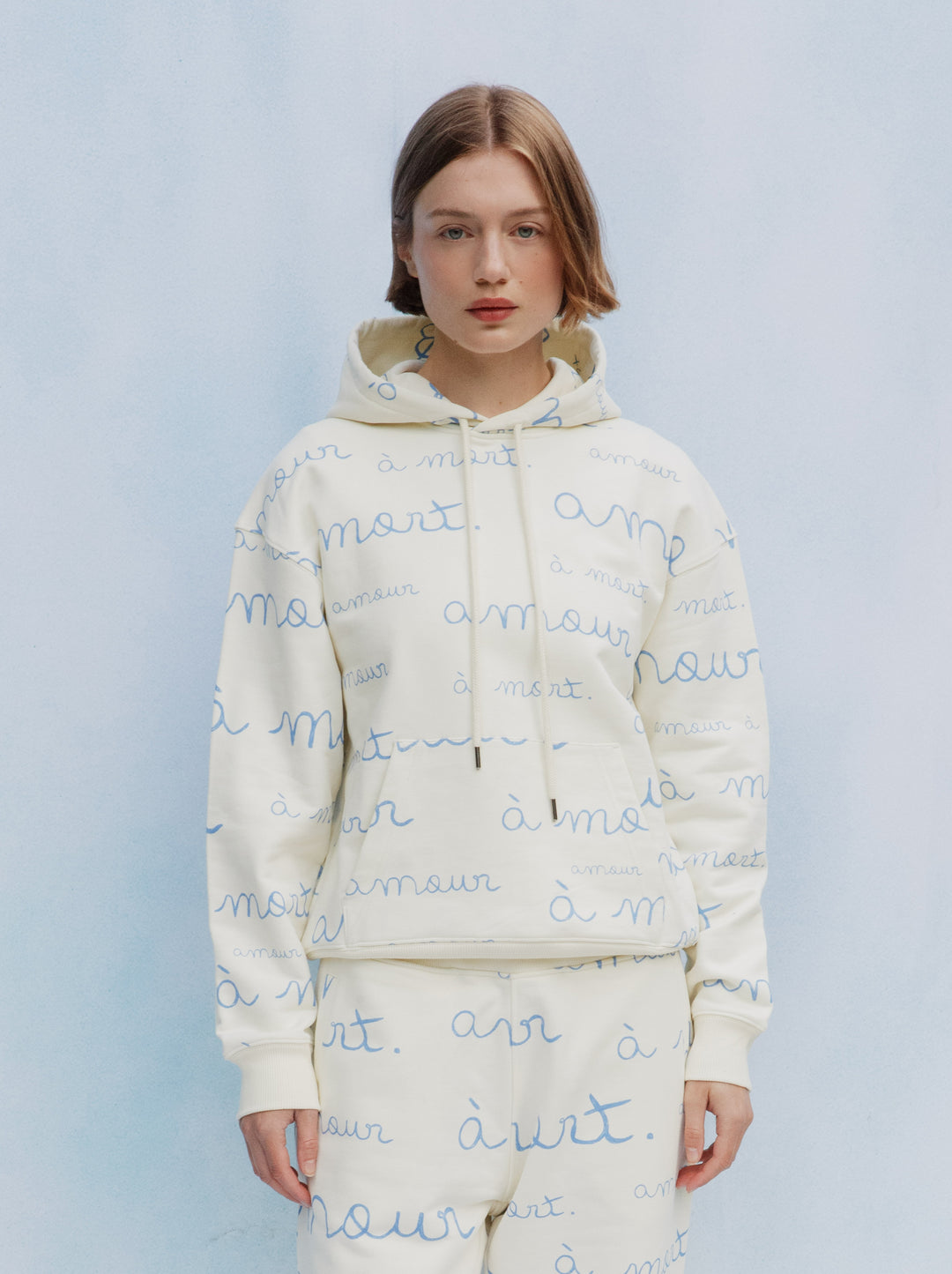 Sweat capuche unisexe AMOUR écru