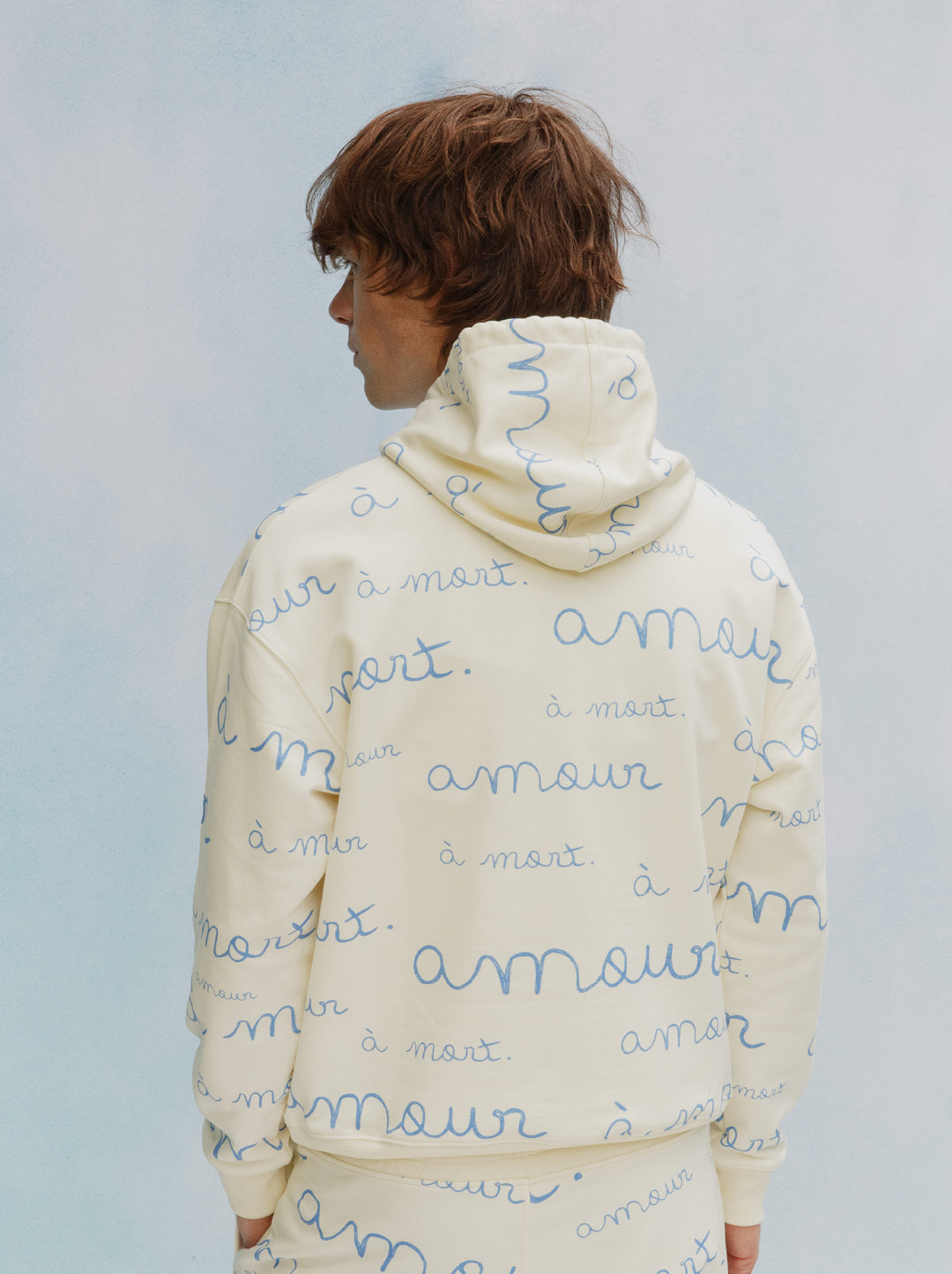 Sweat capuche unisexe AMOUR écru