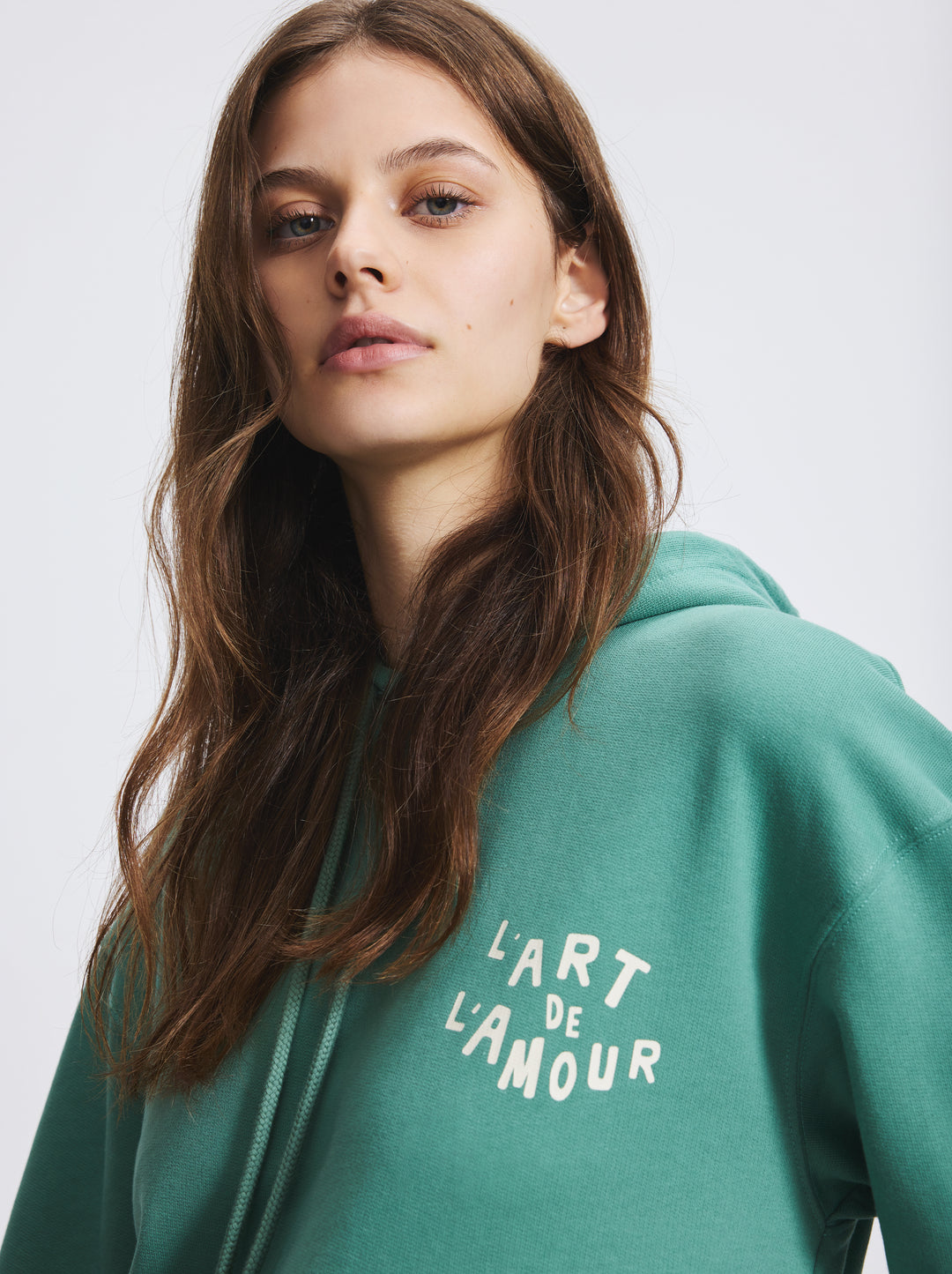 Sweat capuche unisexe L'AMOUR DE L'ART vert givré