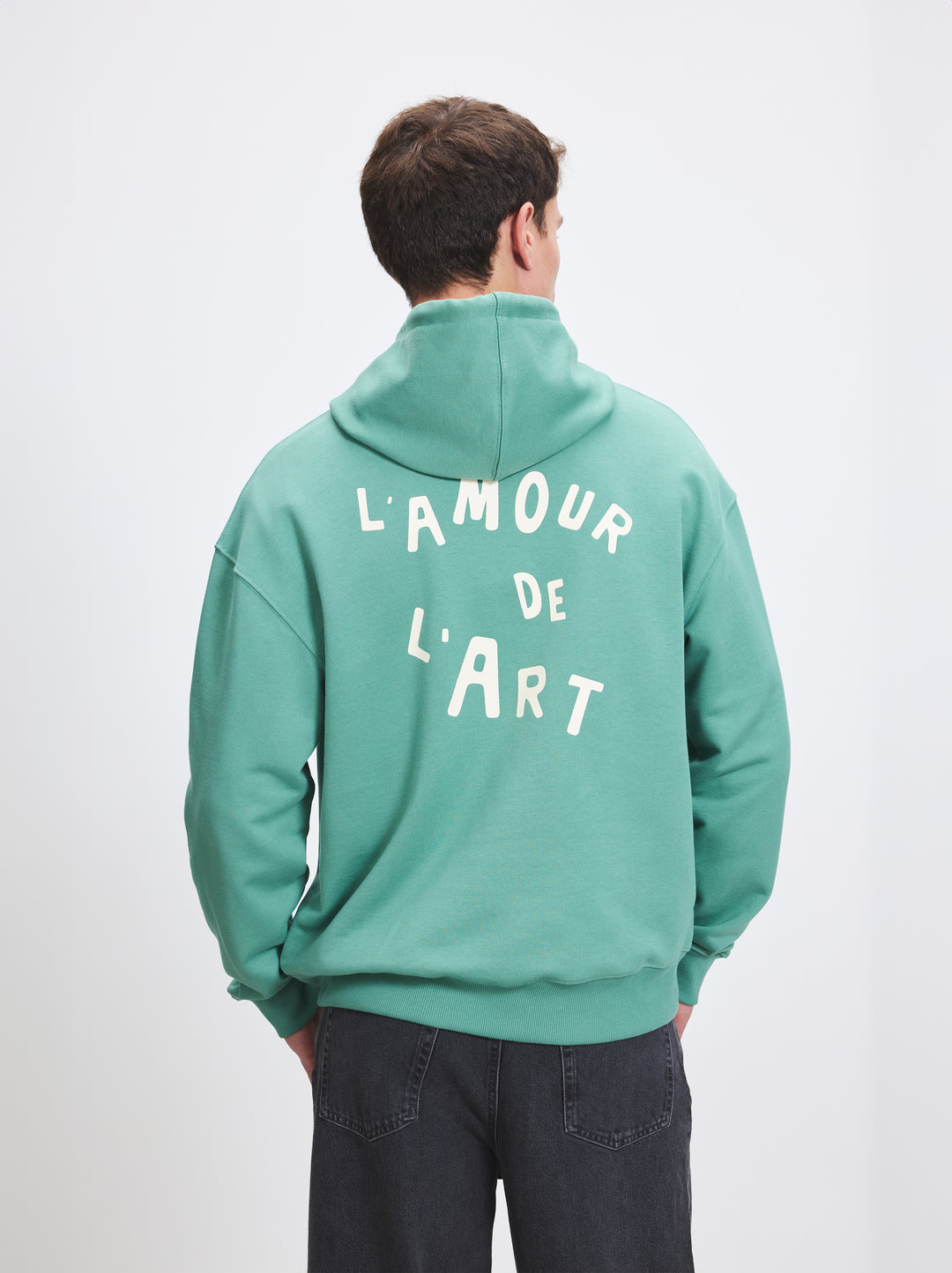 Sweat capuche unisexe L'AMOUR DE L'ART vert givré