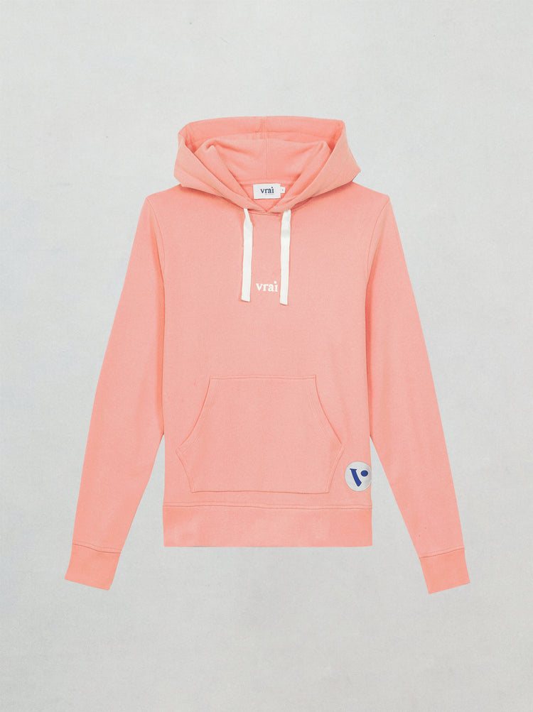 Sweat capuche vrai vianney corail