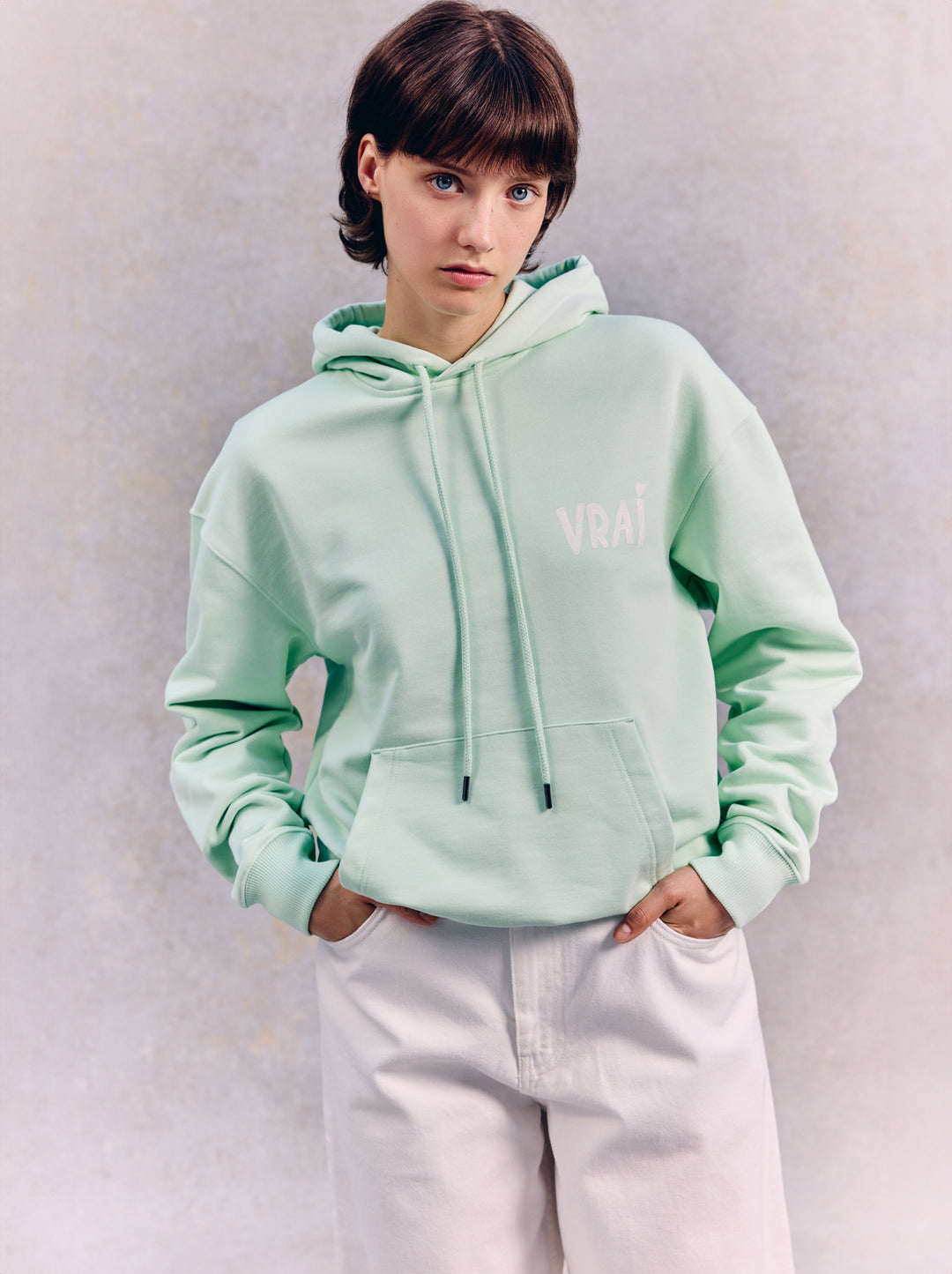 Sweat capuche unisexe FRESQUE vert d'eau