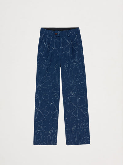 Pantalon droit unisexe FLEURS D'HIVER