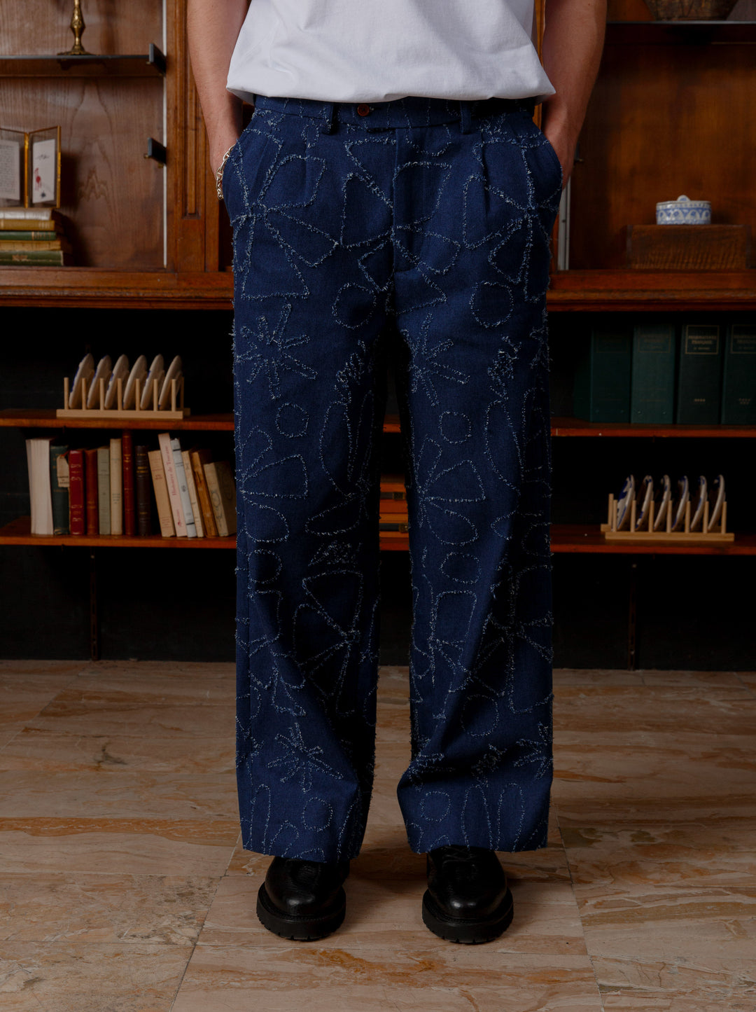 Pantalon droit unisexe FLEURS D'HIVER