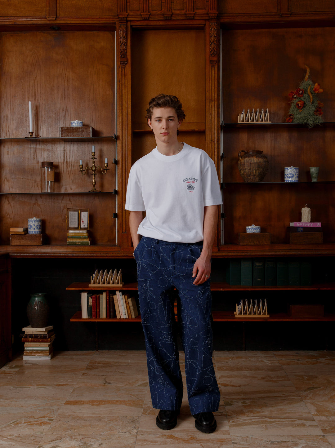 Pantalon droit unisexe FLEURS D'HIVER