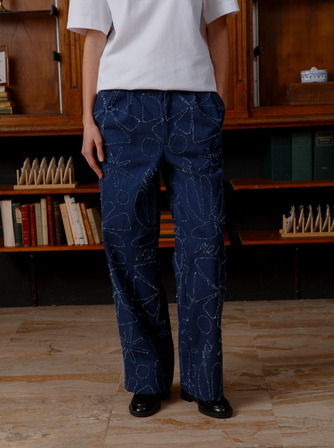 Pantalon droit unisexe FLEURS D'HIVER